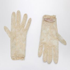 Valentino Garavani Women's Vlogo Signature Butter-Coloured Lace Gloves